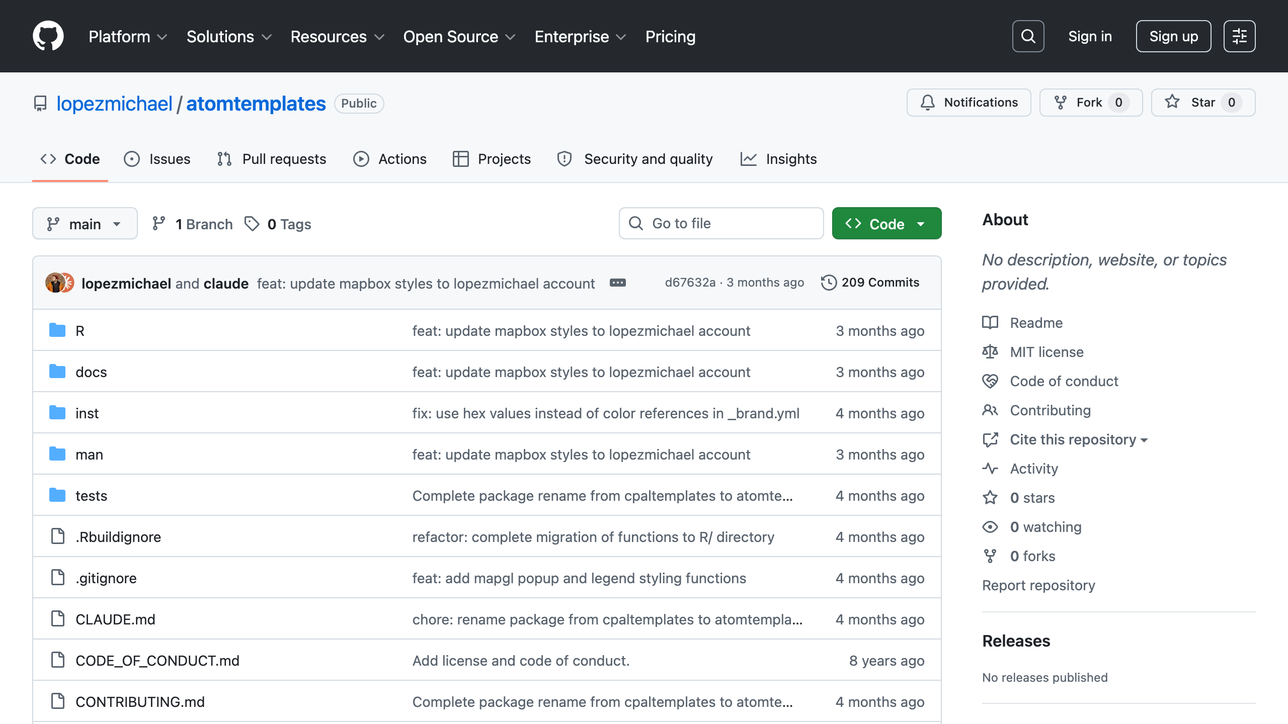 Screenshot of atomtemplates