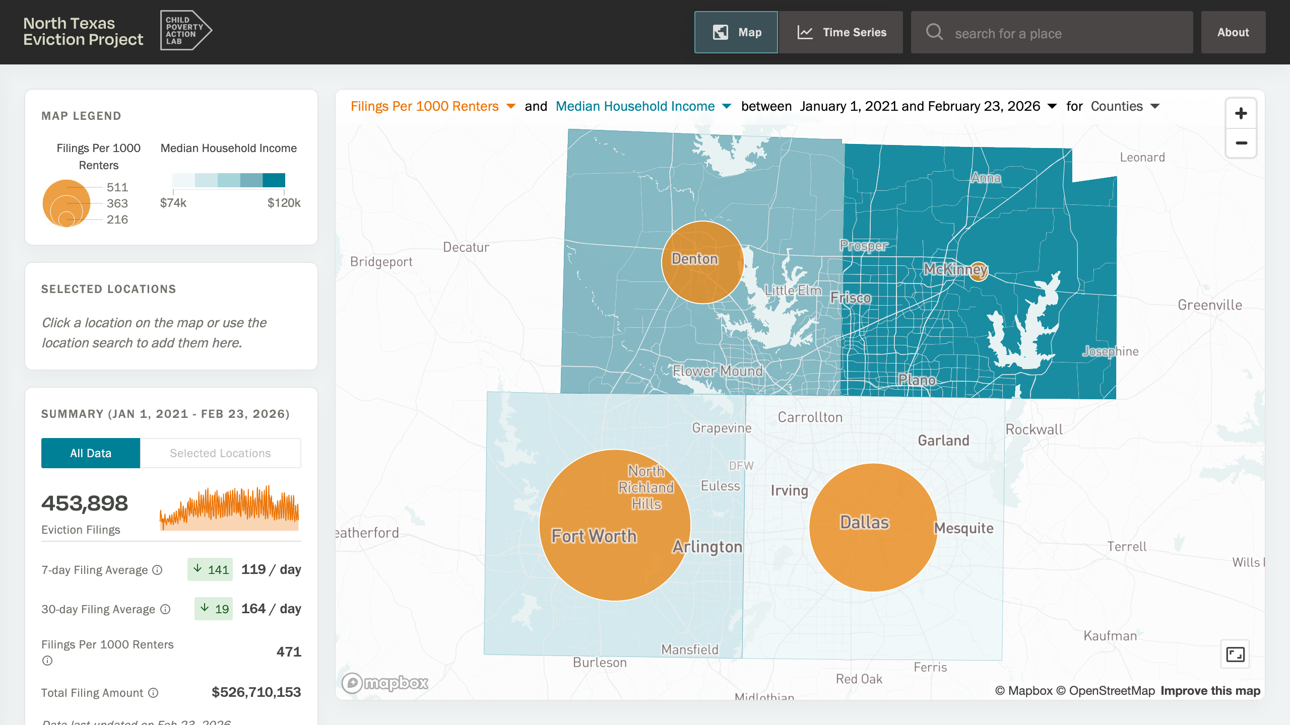 Screenshot of North Texas Evictions